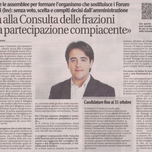 NICOLAS VACCHI (ISV): LA CONSULTA DELLE FRAZIONI NON VA – INTERVISTA DI STEFANO SALOMONI NUOVO DIARIO MESSAGGERO