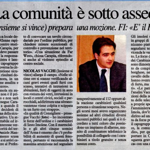 SICUREZZA, NICOLAS VACCHI (ISV): IMOLESI SOTTO ASSEDIO