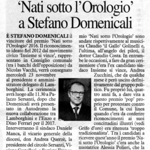 CONVOCAZIONE CONFERENZA STAMPA PREMIAZIONE “NATI SOTTO L’OROLOGIO”