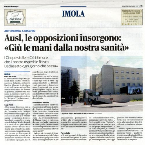 NICOLAS VACCHI (FI): GRANDI DUBBI SU INTEGRAZIONE ASL IMOLA – BOLOGNA