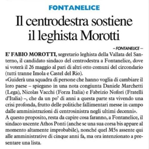 Il centrodestra sostiene il leghista Morotti