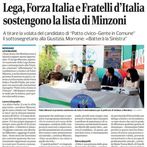 Lega, Forza Italia e Fratelli d’Italia sostengono la lista di Minzoni