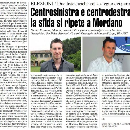 Centrosinistra e centrodestra, la sfida si ripete a Mordano