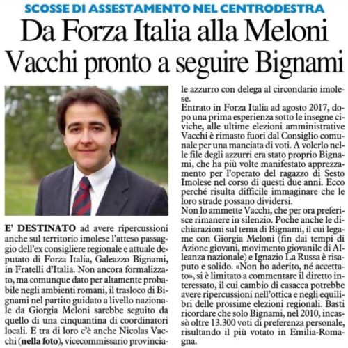 DA FORZA ITALIA ALLA MELONI VACCHI PRONTO A SEGUIRE BIGNAMI