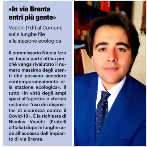 NICOLAS VACCHI (FDI) STAZIONE ECOLOGICA, LE PROPOSTE DI FDI PER RIDURRE LA FILA