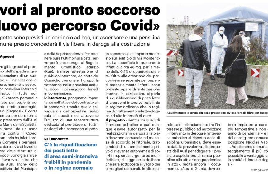 Lavori al pronto soccorso «Nuovo percorso Covid»