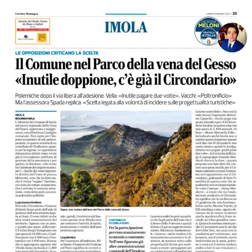 NICOLAS VACCHI (FDI): VENA DEL GESSO RISORSA PREZIOSA, MA IL COMUNE AMA I “DOPPIONI” DI COSTI E POLTRONE, BASTA L’ADESIONE DEL CIROCONDARIO.