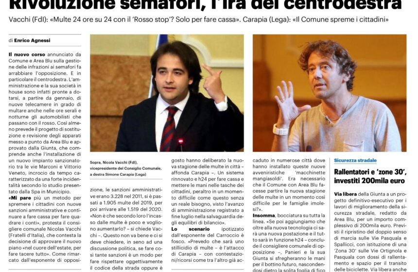 NICOLAS VACCHI (FDI): SEMAFORI ANCHE DI NOTTE, È SICUREZZA STRADALE O IL COMUNE È INGORDO E VUOLE FARE CASSA? NICOLAS VACCHI (FDI): SEMAFORI ANCHE DI NOTTE, È SICUREZZA STRADALE O IL COMUNE È INGORDO E VUOLE FARE CASSA?
