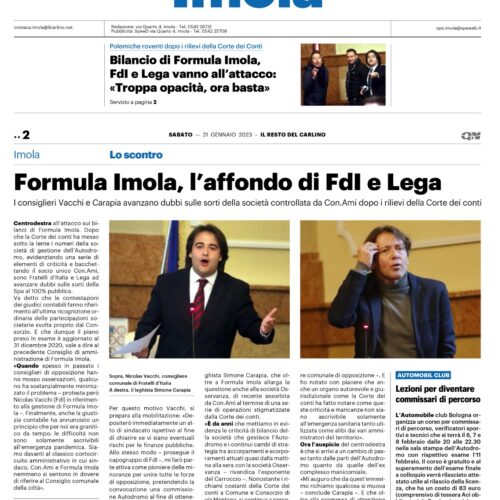 NICOLAS VACCHI (FDI): L’AUTODROMO NEL MIRINO DELLA CORTE DEI CONTI? NON CI SONO PIÙ SCUSE, UNA COMMISSIONE URGENTE PER FARE CHIAREZZA SU COME VENGONO SPESI I SOLDI DEI CITTADINI