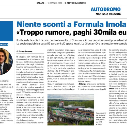 NICOLAS VACCHI (FDI): SULL’AUTODROMO CI RIMETTONO SEMPRE I CITTADINI