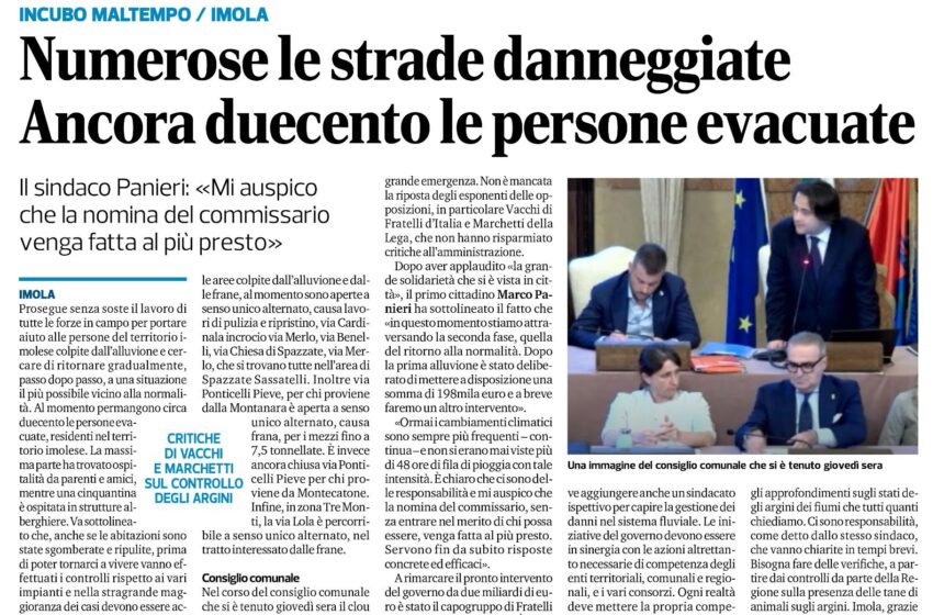 FRATELLI D’ITALIA IMOLA COMMENTA LA MISURA DEL GOVERNO SULLA ALLUVIONE FRATELLI D’ITALIA IMOLA COMMENTA LA MISURA DEL GOVERNO SULLA ALLUVIONE