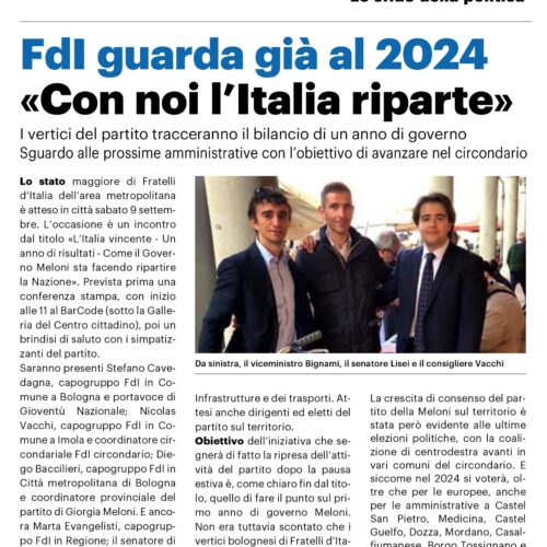 FRATELLI D’ITALIA GUARDA AL 2024 “CON NOI L’ITALIA RIPARTE”