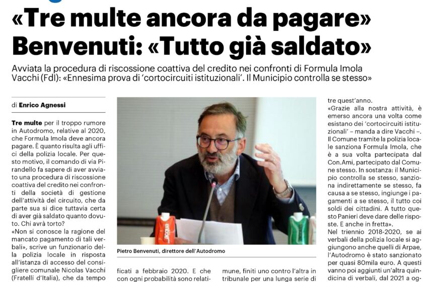 NICOLAS VACCHI (FDI): AUTODROMO, GARANTIRE I GRANDI EVENTI, MA RISPETTO PER I SOLDI DEI CITTADINI