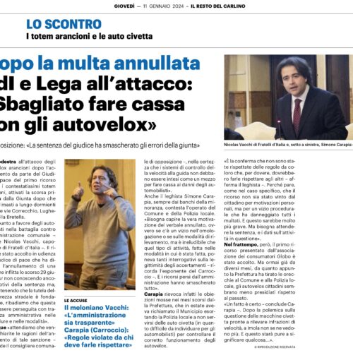 NICOLAS VACCHI (FDI): IL GIUDICE ANNULLA LE SANZIONI DELLA POLIZIA LOCALE, IN ATTESA DEI MOTIVI, FDI VUOLE CHIAREZZA DALL’AMMINISTRAZIONE COMUNALE CHE NON DEVE FARE CASSA IN NOME DELLA SICUREZZA STRADALE.