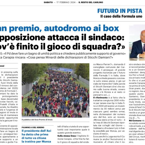 FORMULA UNO, IMOLA TAGLIATA FUORI? IL SINDACO FACCIA UN BAGNO DI UMILTÀ E CHIEDA AIUTO AL GOVERNO MELONI.